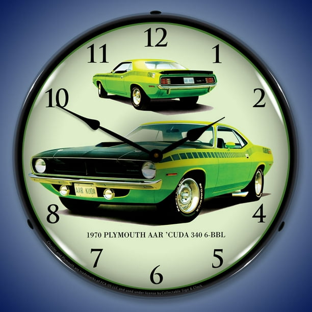 1970 PLYMOUTH AAR CUDA WALL CLOCK-FREE USA SHIP!